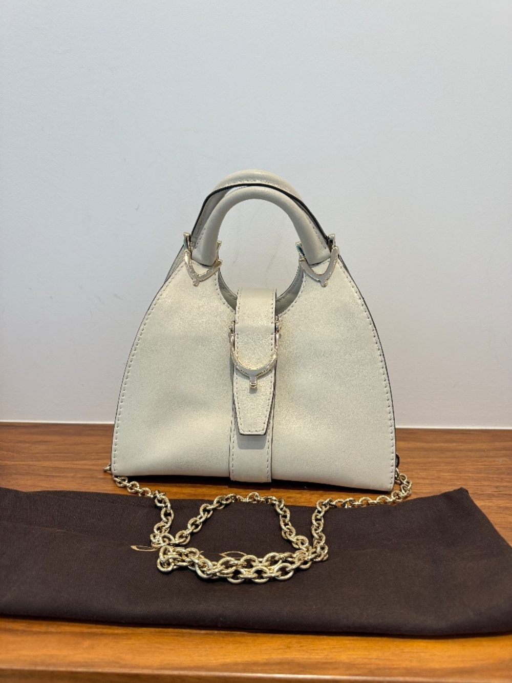 Gucci Stirrup Handbag Small White Pre-Owned